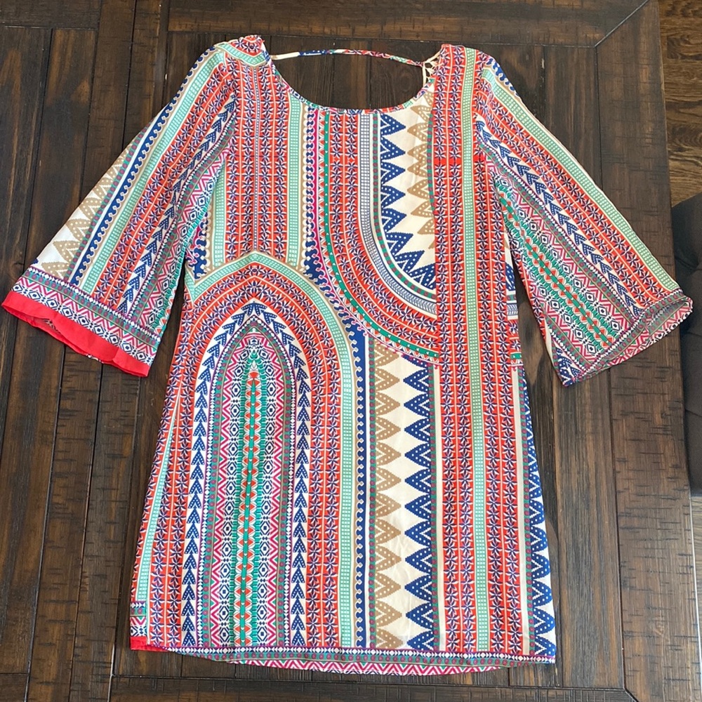Patterned dress with fun back!